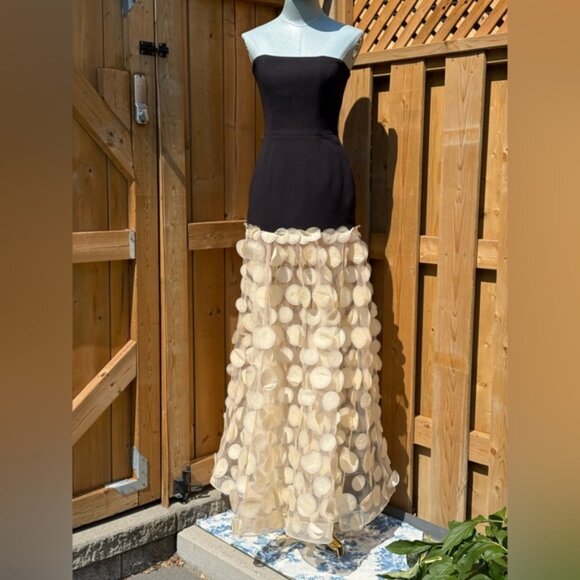 🆕 BRONX & BANCO 🧿 NWOT Harper Strapless Beige and Black Gown, Sz XS US 2 - Picture 2 of 15